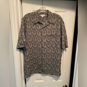 Pierre Cardin Mens L Short Sleeve Button Down Up Shirt